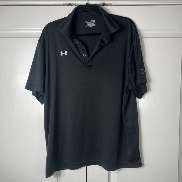 Under Armour Mens Black Polo Shirt Solid Loose Collared Top Short Sleeve Size XL - Picture 1 of 9